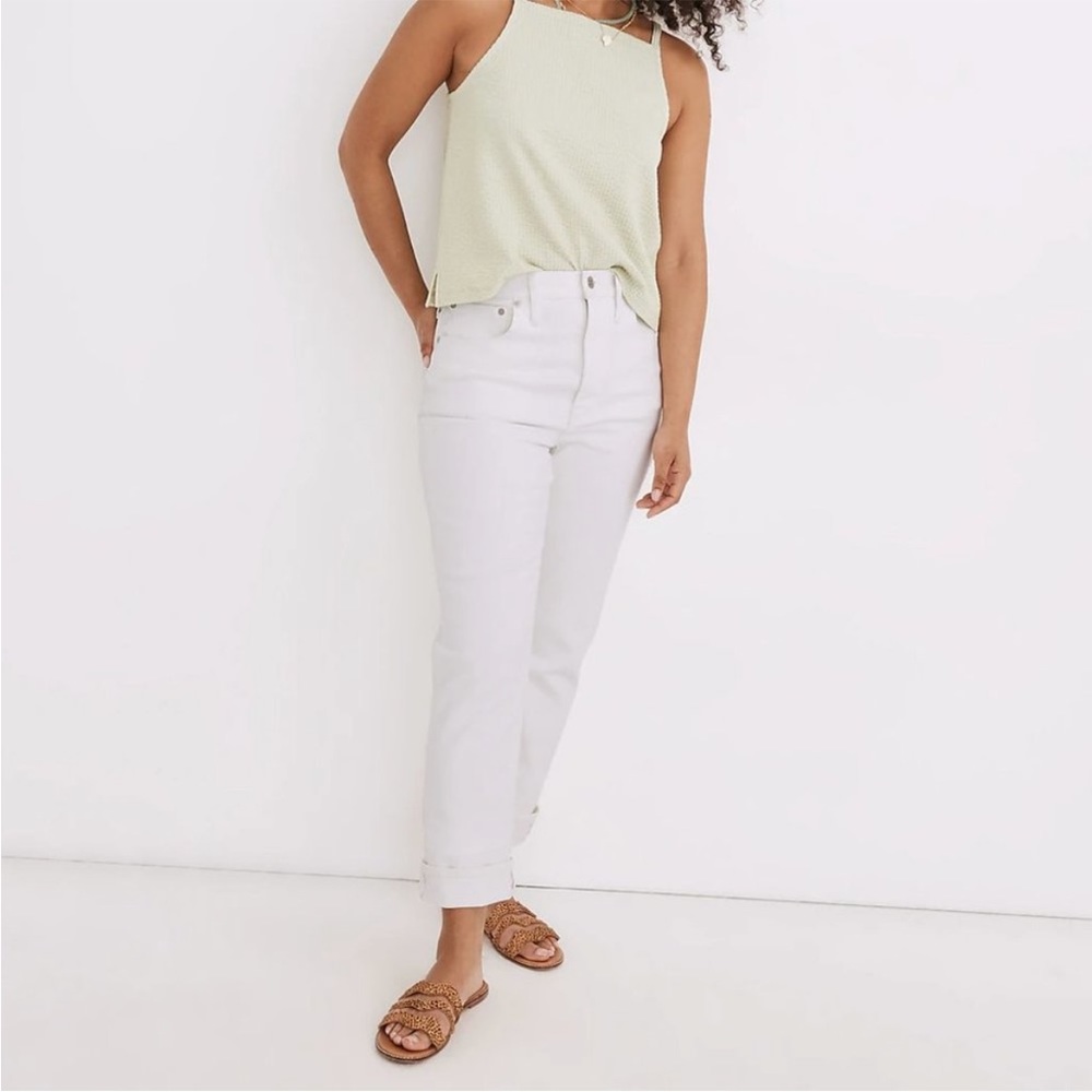 Madewell White High Rise Slim Boy Jean 26